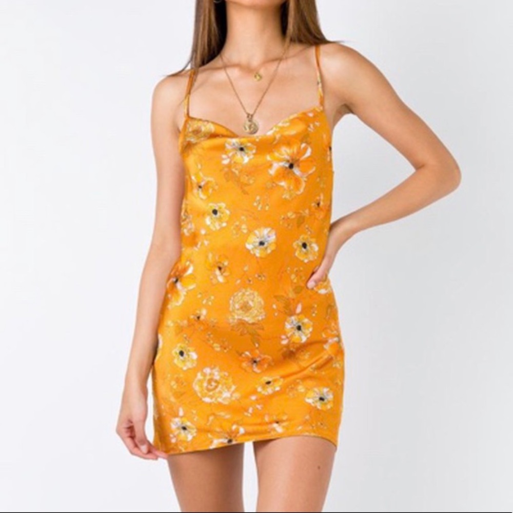 Satin orange slip dress